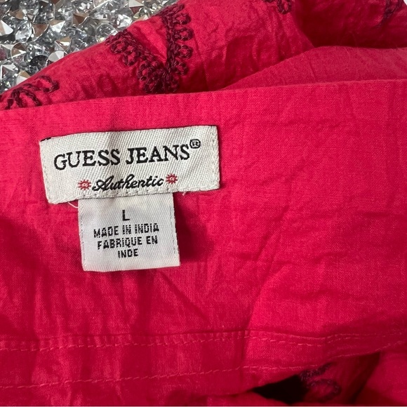 Guess tank top boho embroidered bottom paisley print beaded ties red halter - Picture 11 of 12